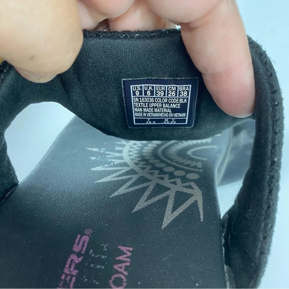 Skechers Womens 9 Black Shimmer Thong Platform Sandals - Picture 6 of 7